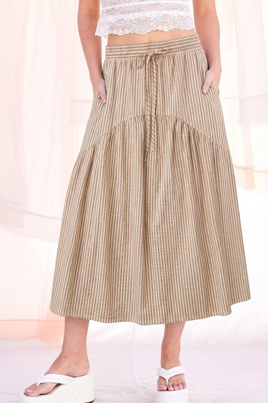 Striped Midi Skirt