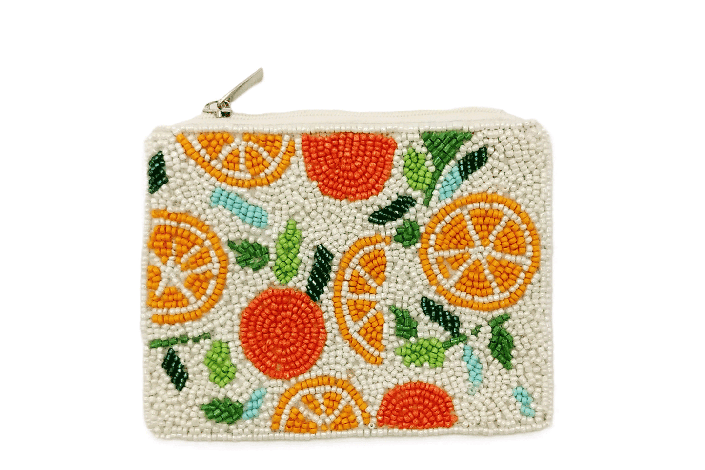 Oranges Themed Fully Beaded Coin Purse 