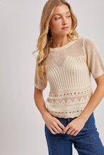 Load image into Gallery viewer, Open Knit Short Sleeve Sweater Top
