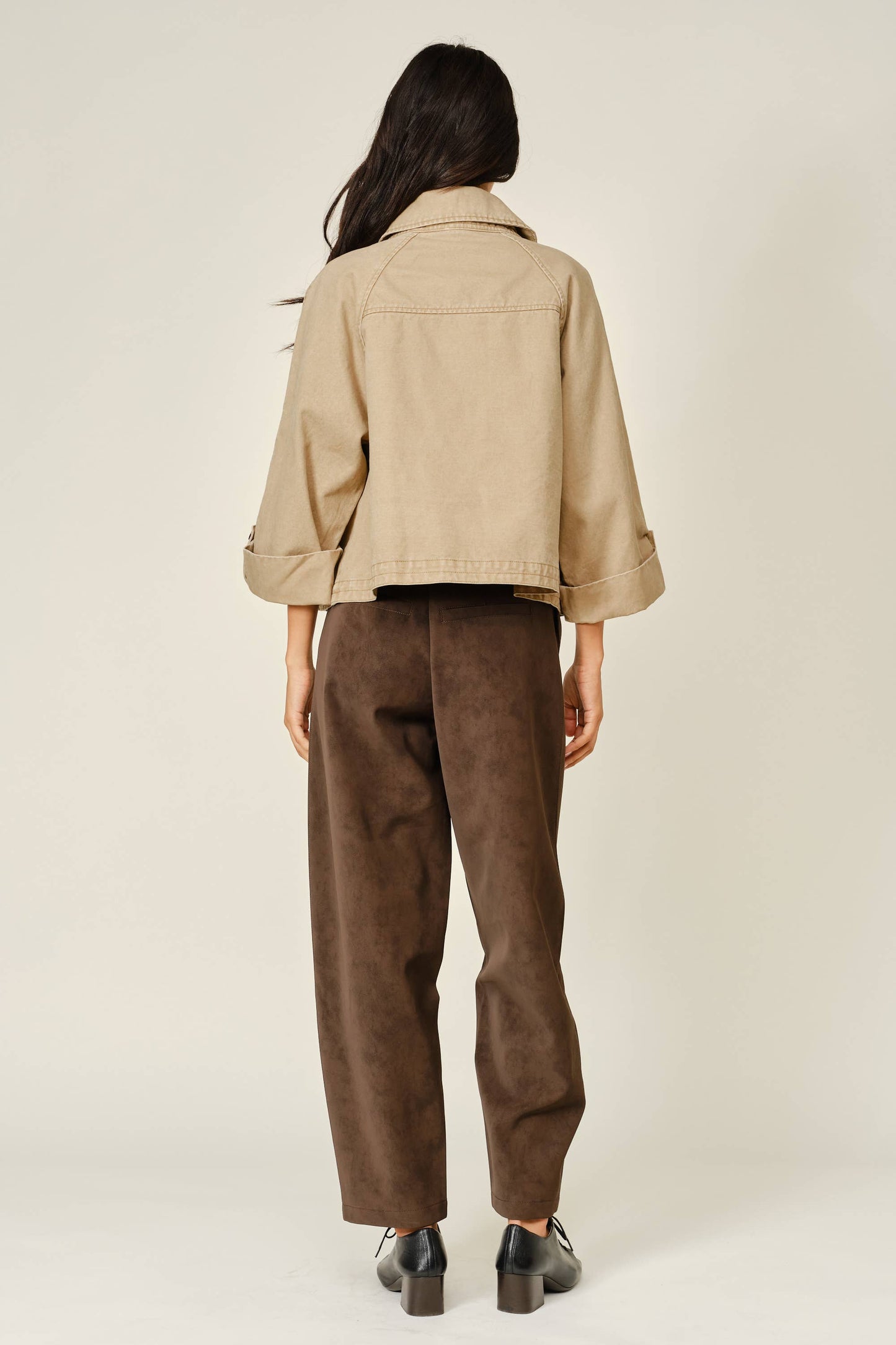 Washed Denim Kimono Sleeve Jacket