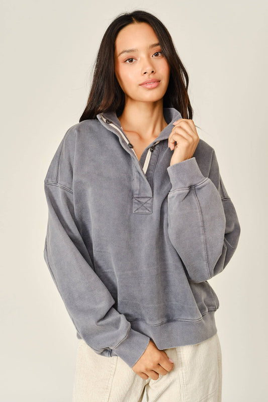 Grey Cozy Mock Neck Sweatshirt