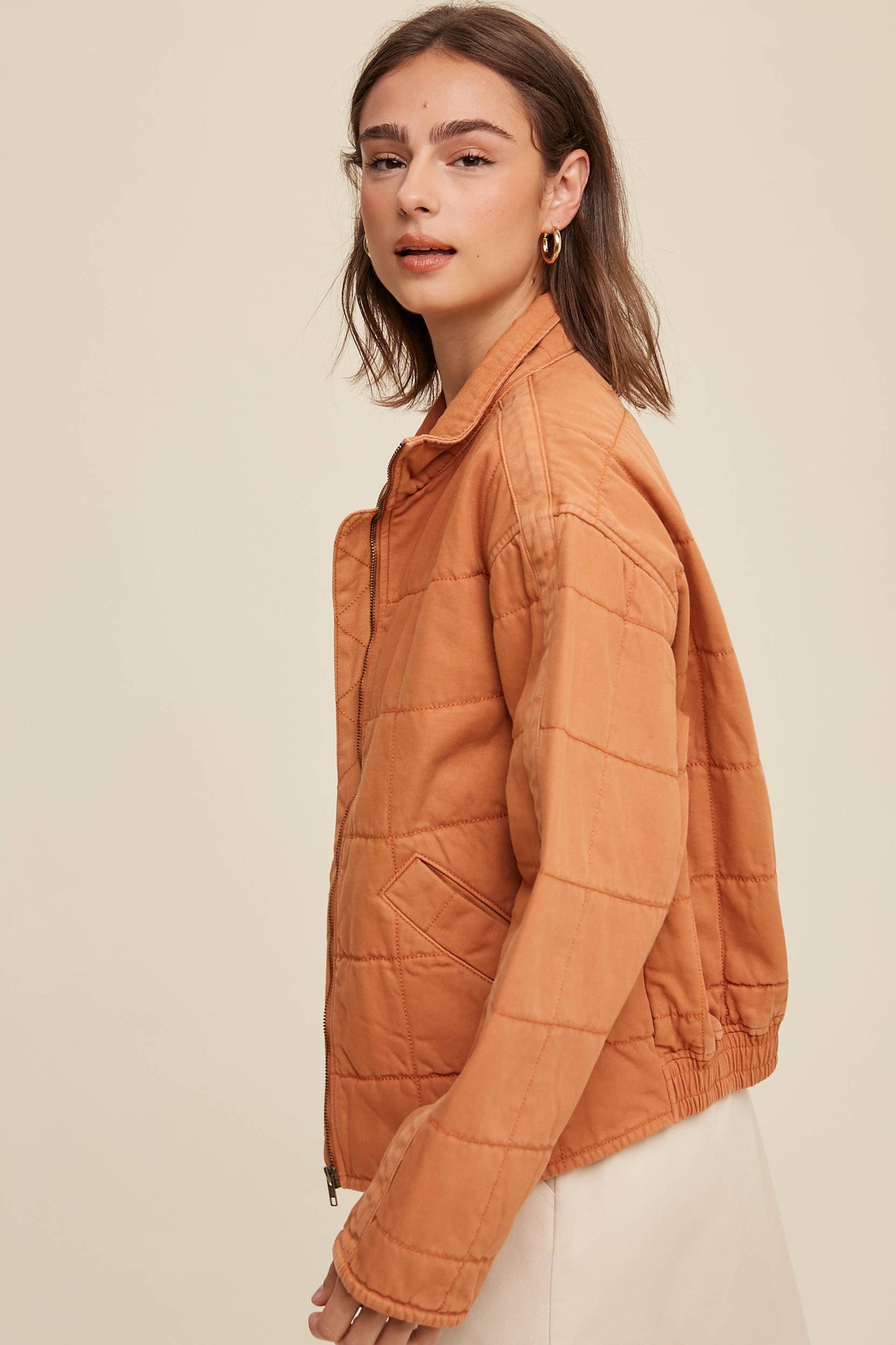 Quilted Cotton Zip Jacket