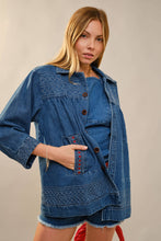 Load image into Gallery viewer, Embroidery Detailed Over Sized Denim Jacket
