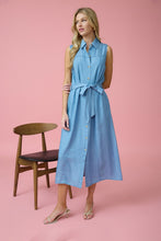 Load image into Gallery viewer, Sleeveless Chambray Midi Dress
