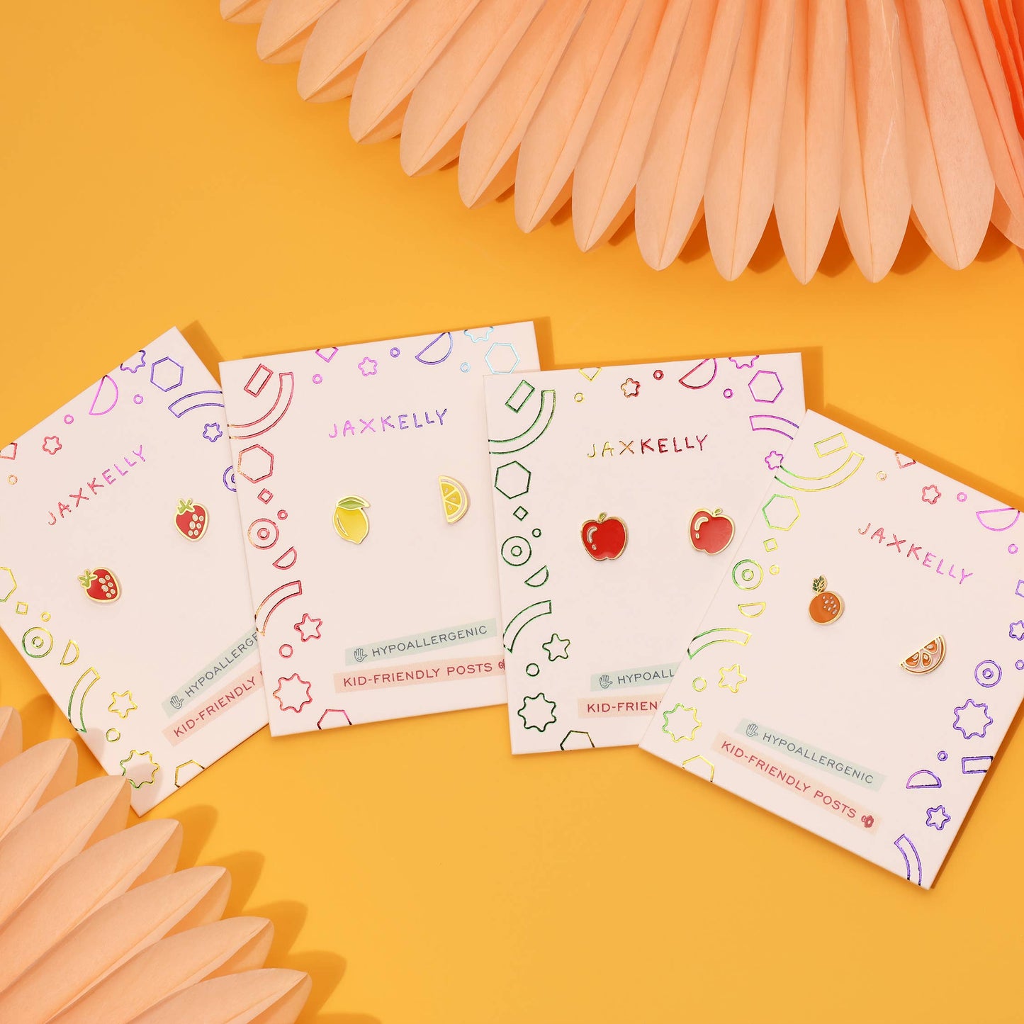 Strawberry Enamel Flat Back Kids Earrings 