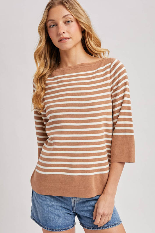 Boat Neck Striped Top