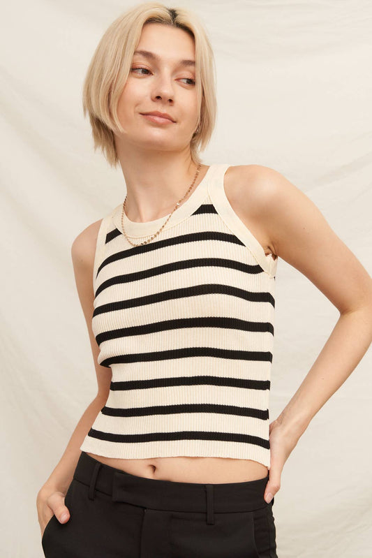 Striped Ribbed Knit Tank