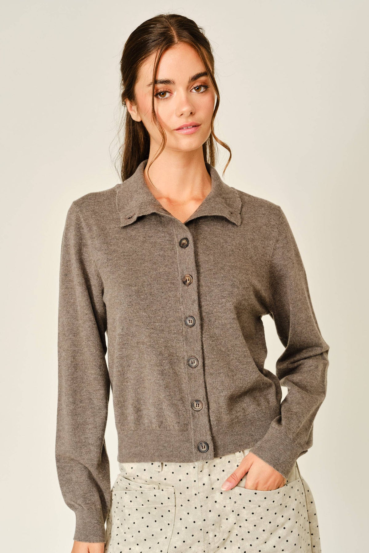 Cashmere Mix Collared Cardigan
