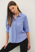 Load image into Gallery viewer, Tencel Rolled Cuff Button Up Blouse 
