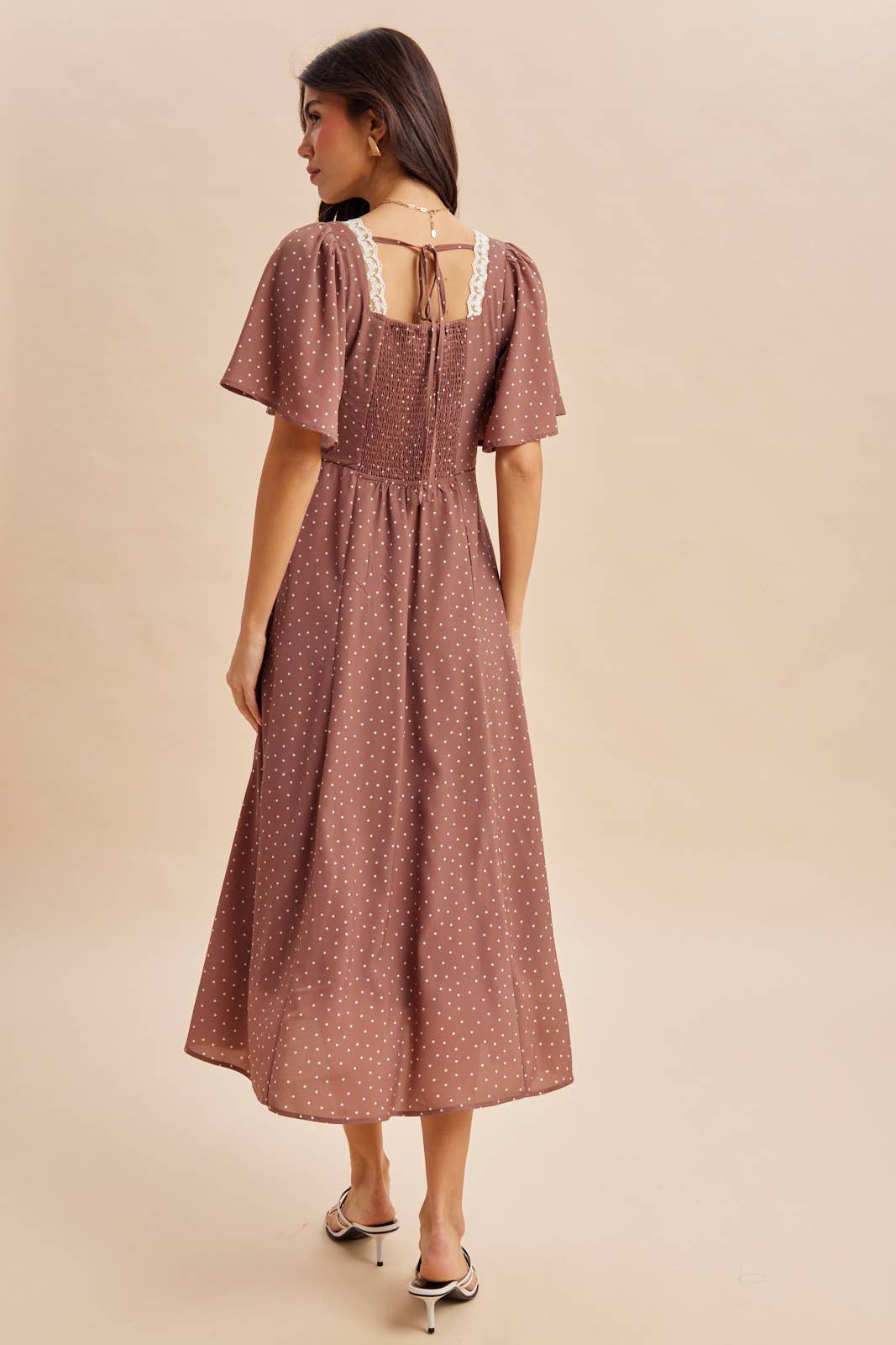 Flutter Sleeve Polka Dot Maxi