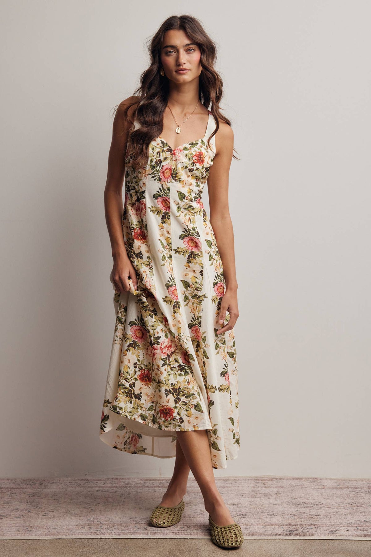 Floral Panel Midi Dress