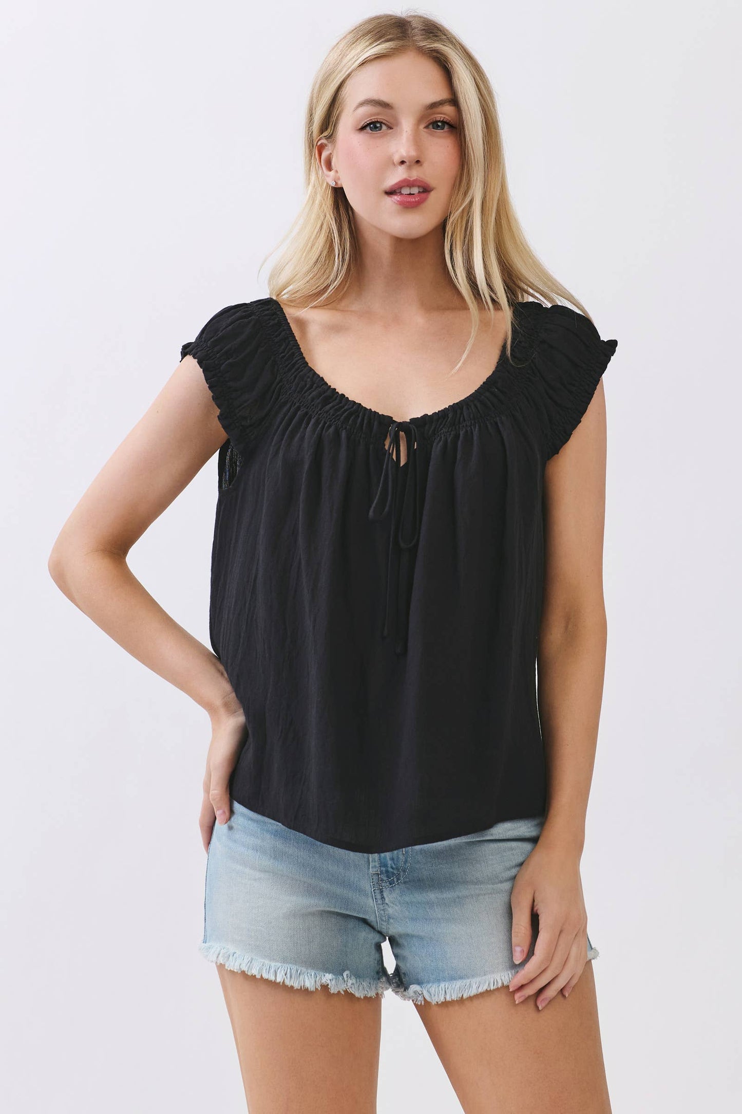Sleeveless Peasant Blouse