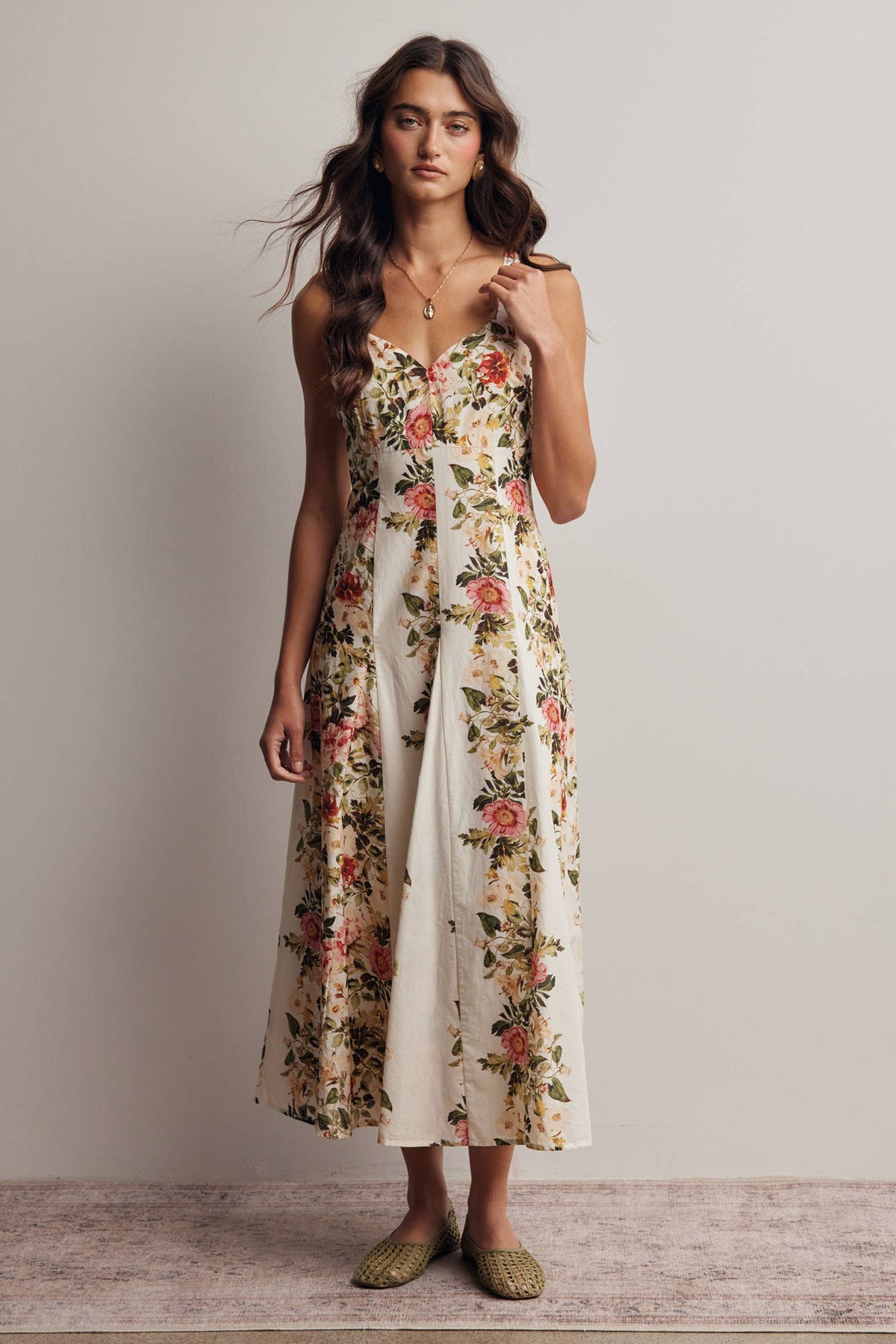 Floral Panel Midi Dress
