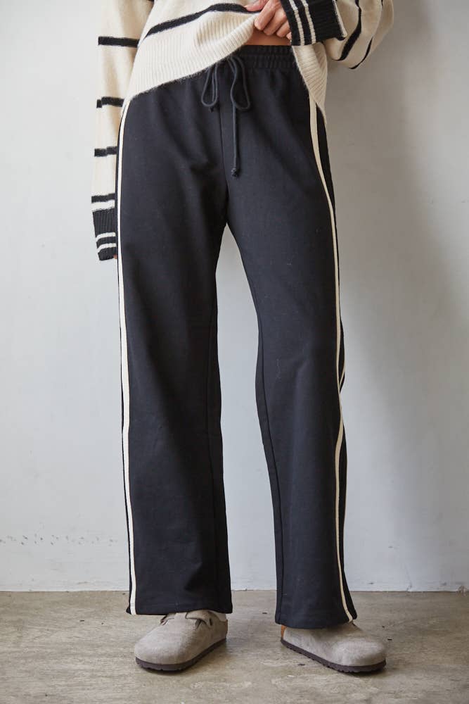 Knit Cotton French Terry Side Track Pants