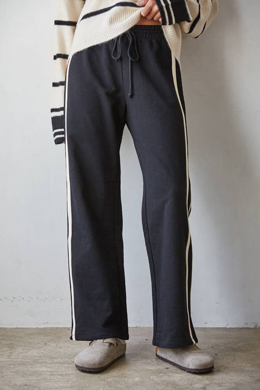 Knit Cotton French Terry Side Track Pants