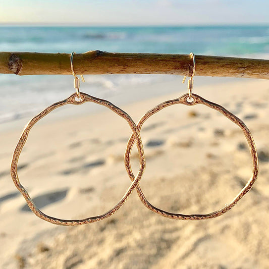 Large Gold Hammered Hoops