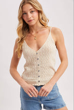 Load image into Gallery viewer, Pointelle Ruffled Knit Hem Tank
