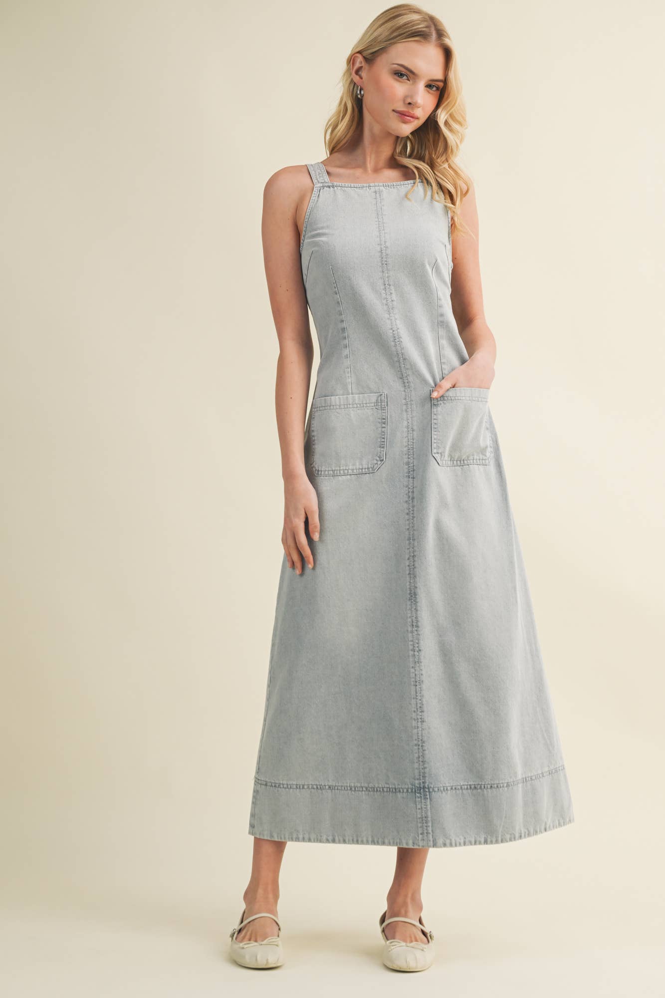 Structured Apron Neck A-Line Dress
