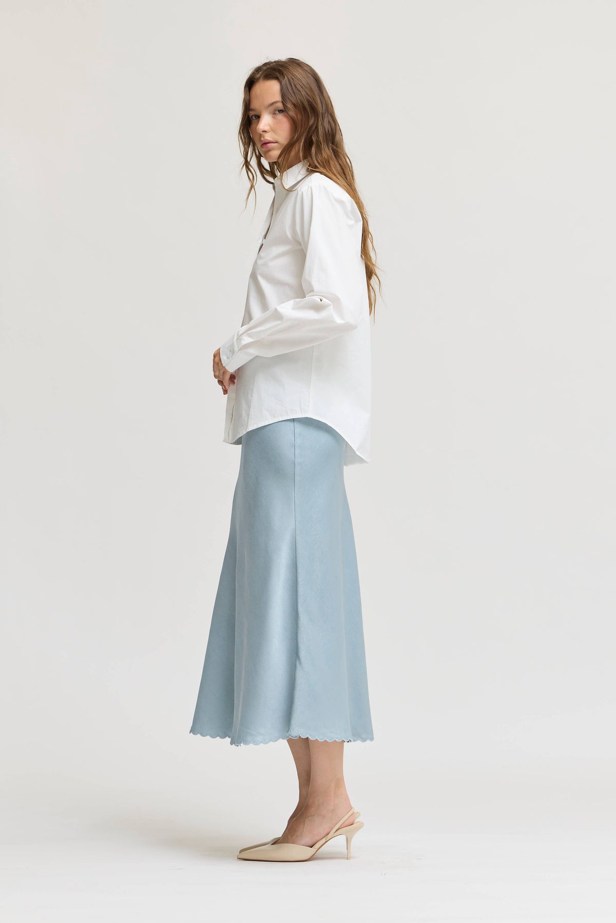 White Button Up Poplin Shirt