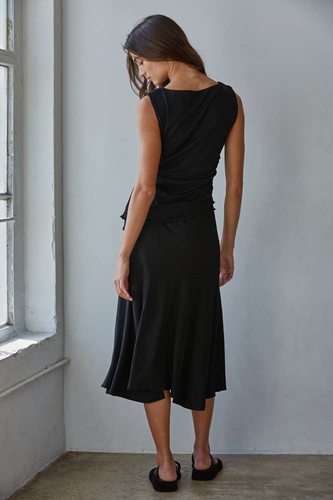 Knit Viscose Spandex Layered Sleeveless Top