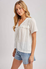 Load image into Gallery viewer, Lace Trimmed Button Down V-Neck Top
