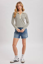 Load image into Gallery viewer, Black Striped Button Up Henley
