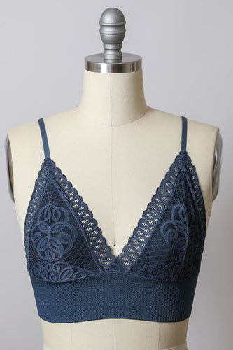 Blue Longline Lace Bralette Leto Accessories