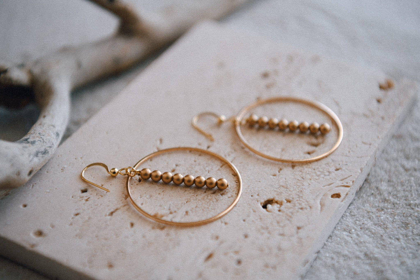 Gemstone and Gold Plated Drop Hoop Earring 