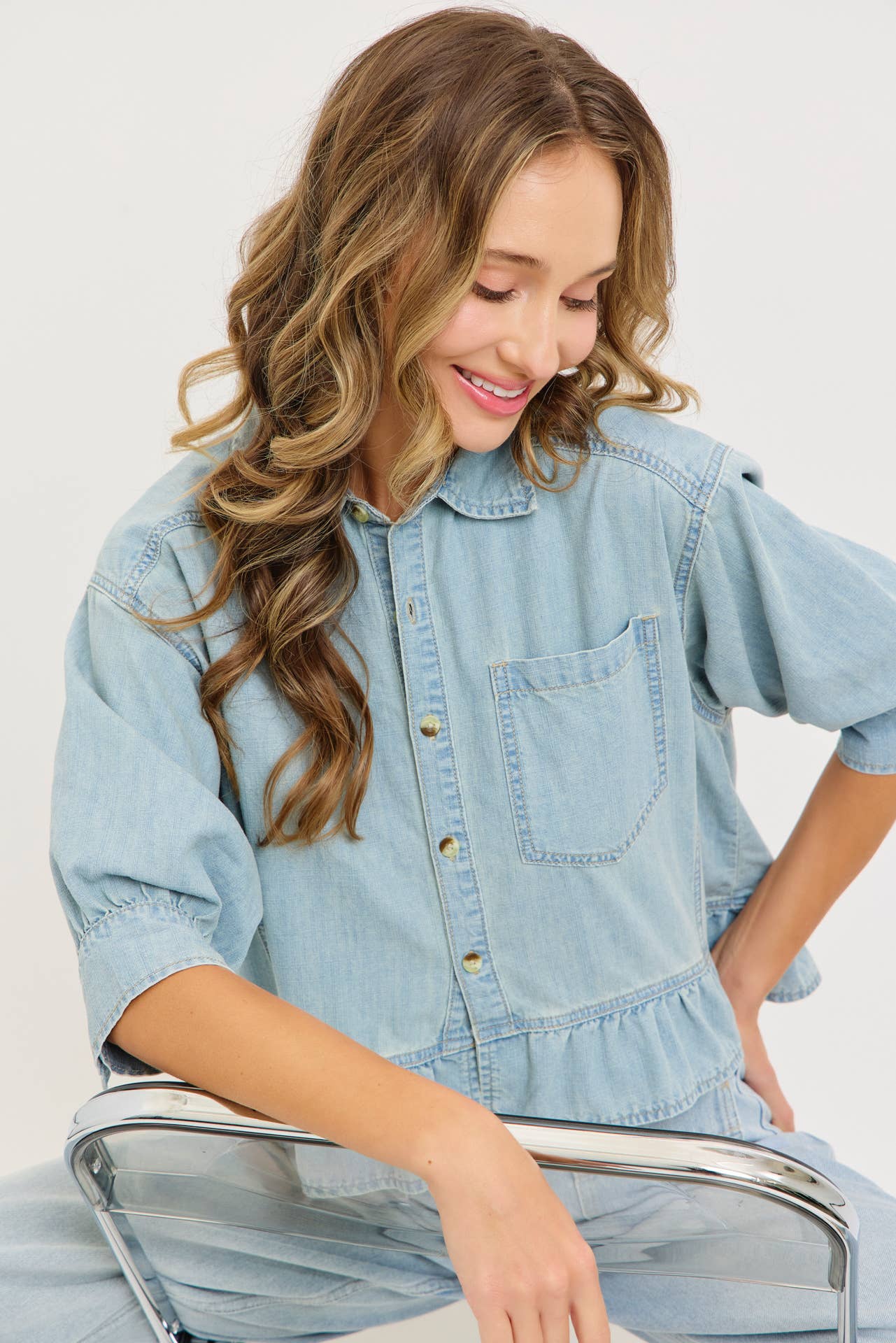 Washed Denim Everyday Chambray Top