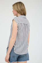 Load image into Gallery viewer, Black and White Striped Button Down Top
