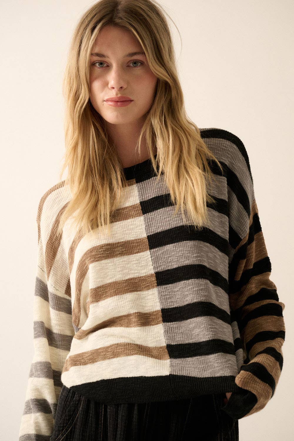 Contrast Striped Knit Sweater