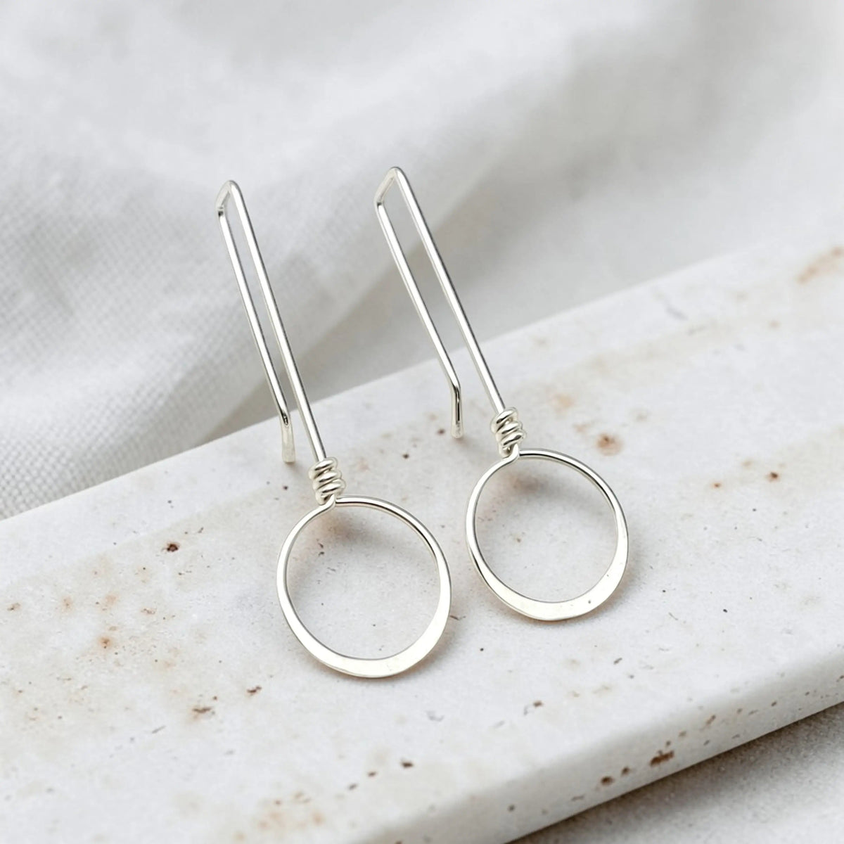 Sterling Silver Threader Hoop Earrings - Handmade Earrings 