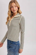 Load image into Gallery viewer, Black Striped Button Up Henley
