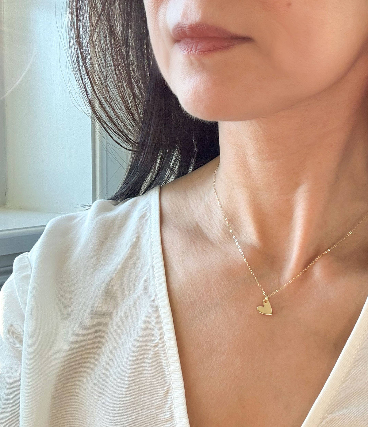 Gold Heart Necklace | Dainty Heart Necklace
