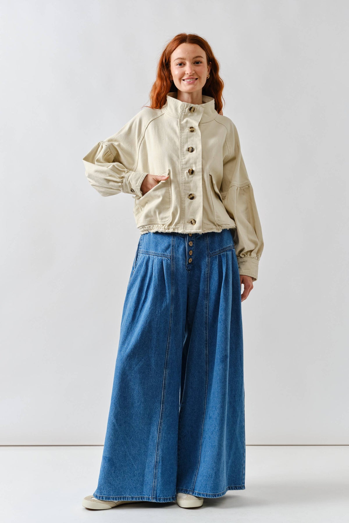 Balloon Sleeve Twill Jacket