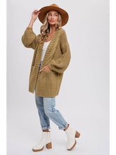 Load image into Gallery viewer, Olive Green Chunky Cable Cardigan

