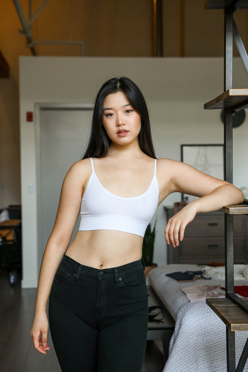 White Basic Low Back Bralette Leto Accessories