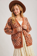 Load image into Gallery viewer, Argyle Button Down Cardigan BluIvy
