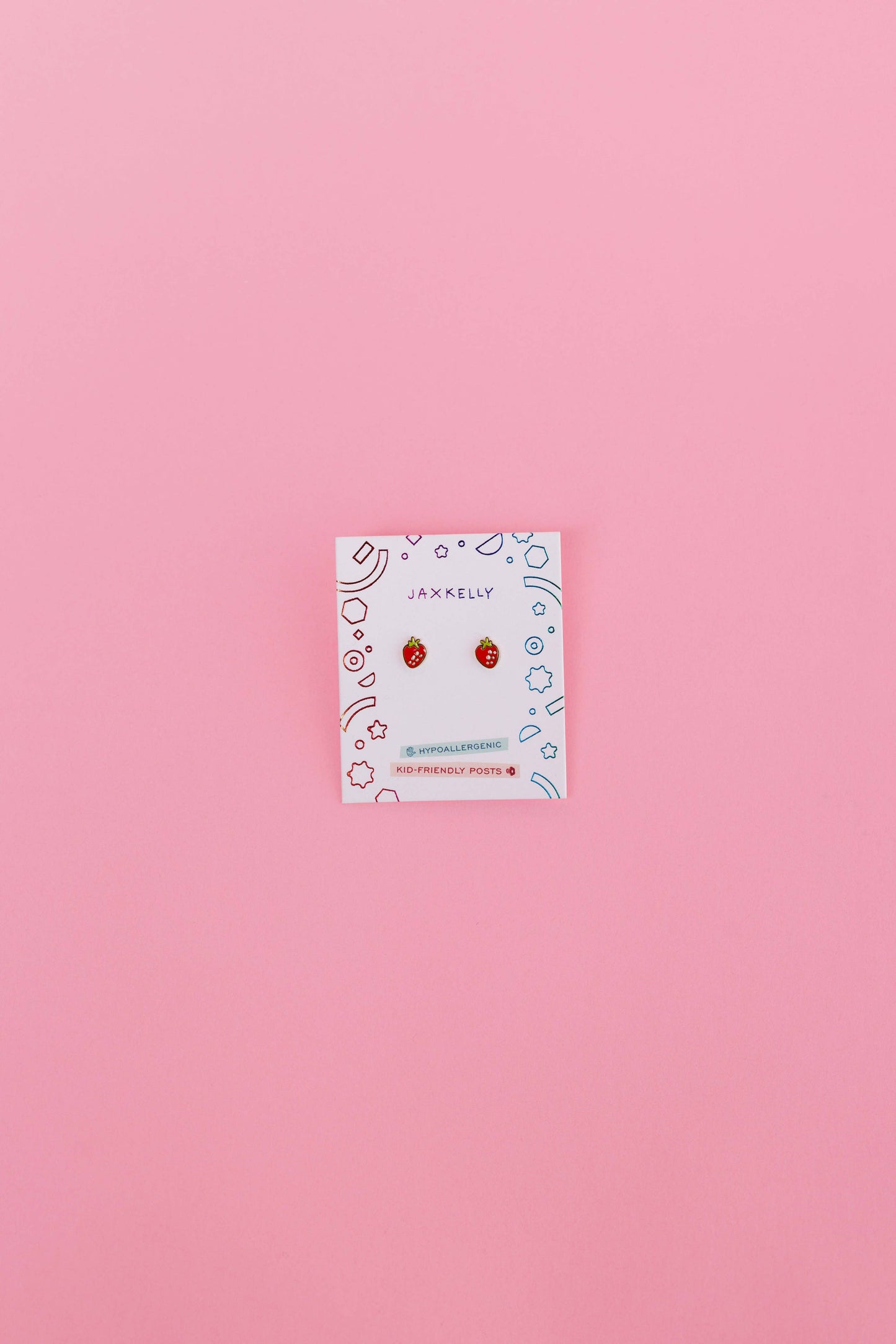 Strawberry Enamel Flat Back Kids Earrings 