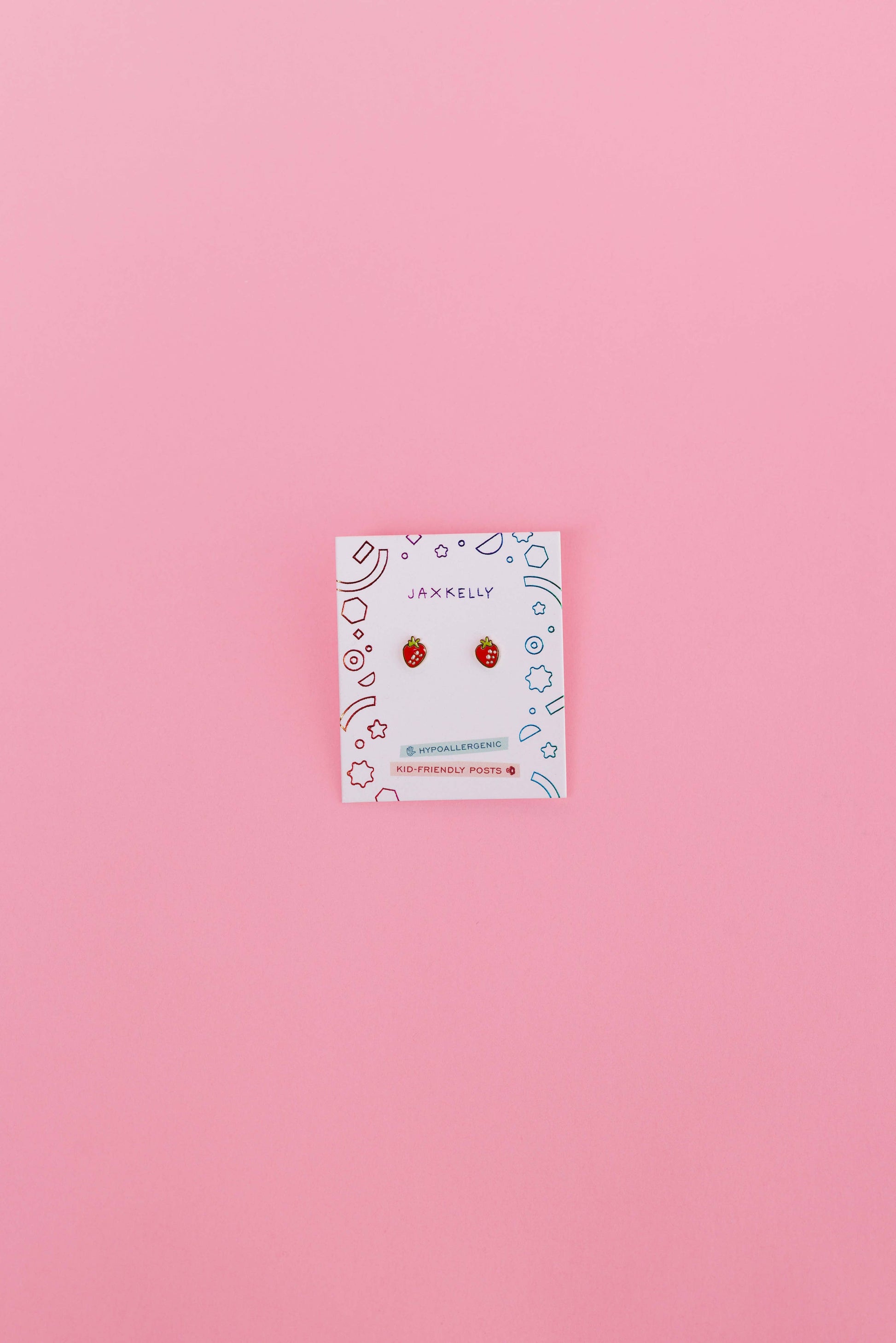 Strawberry Enamel Flat Back Kids Earrings 