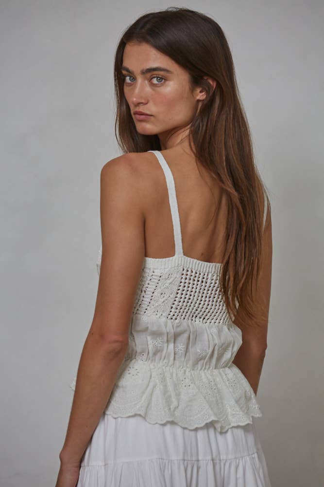 Knit Sweater Crochet Cotton Tube Sleeveless Top 