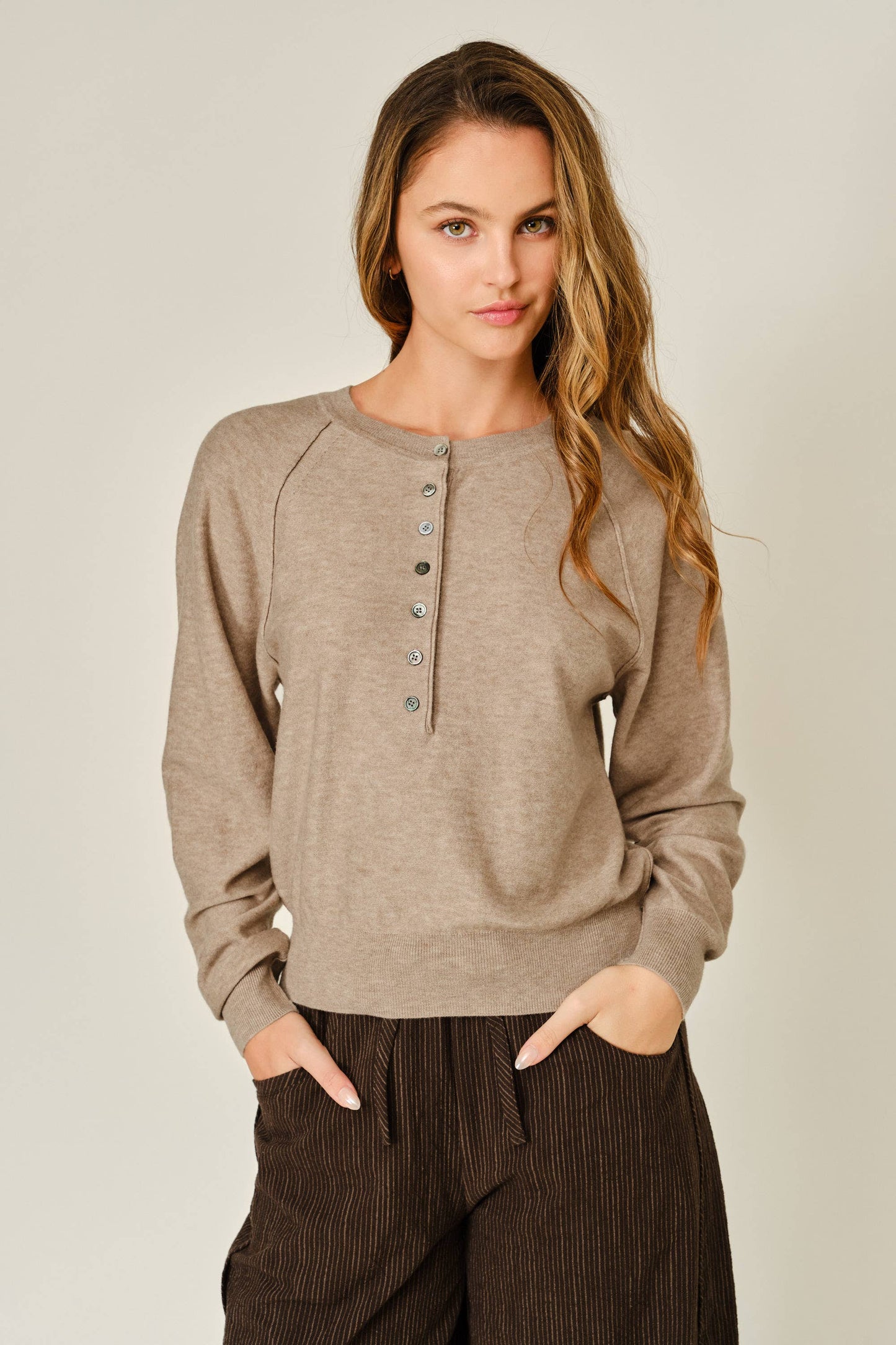 Grey Cashmere Button Down Sweater