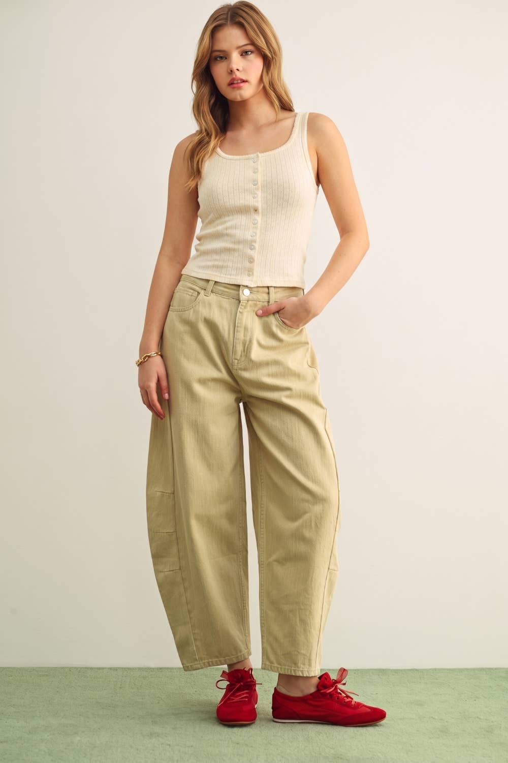 Pointelle Button Up Tank 