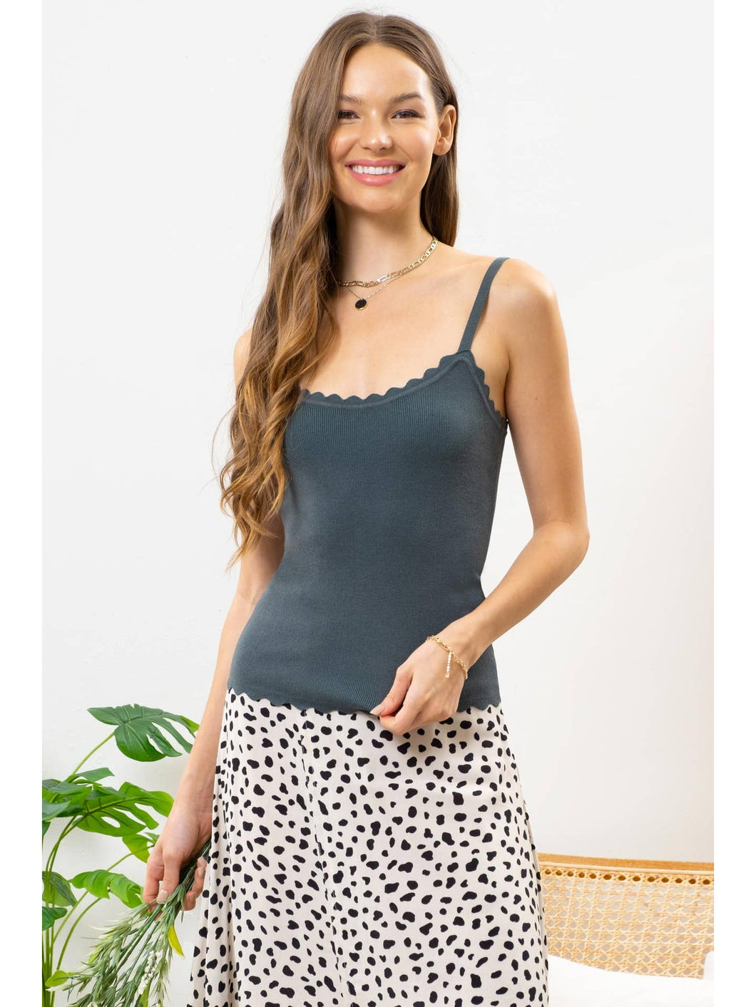Jade Scalloped Cami