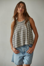 Load image into Gallery viewer, Black Striped Round Neck Tank By Together
