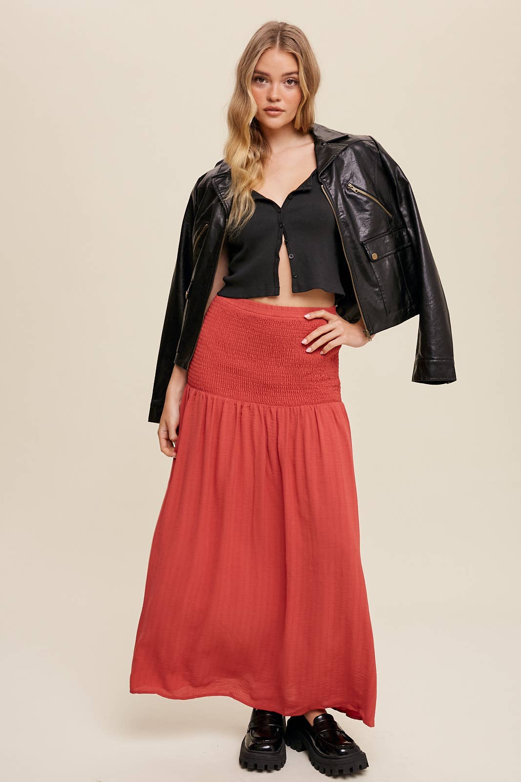 Convertible Shirred Maxi Skirt & Dress