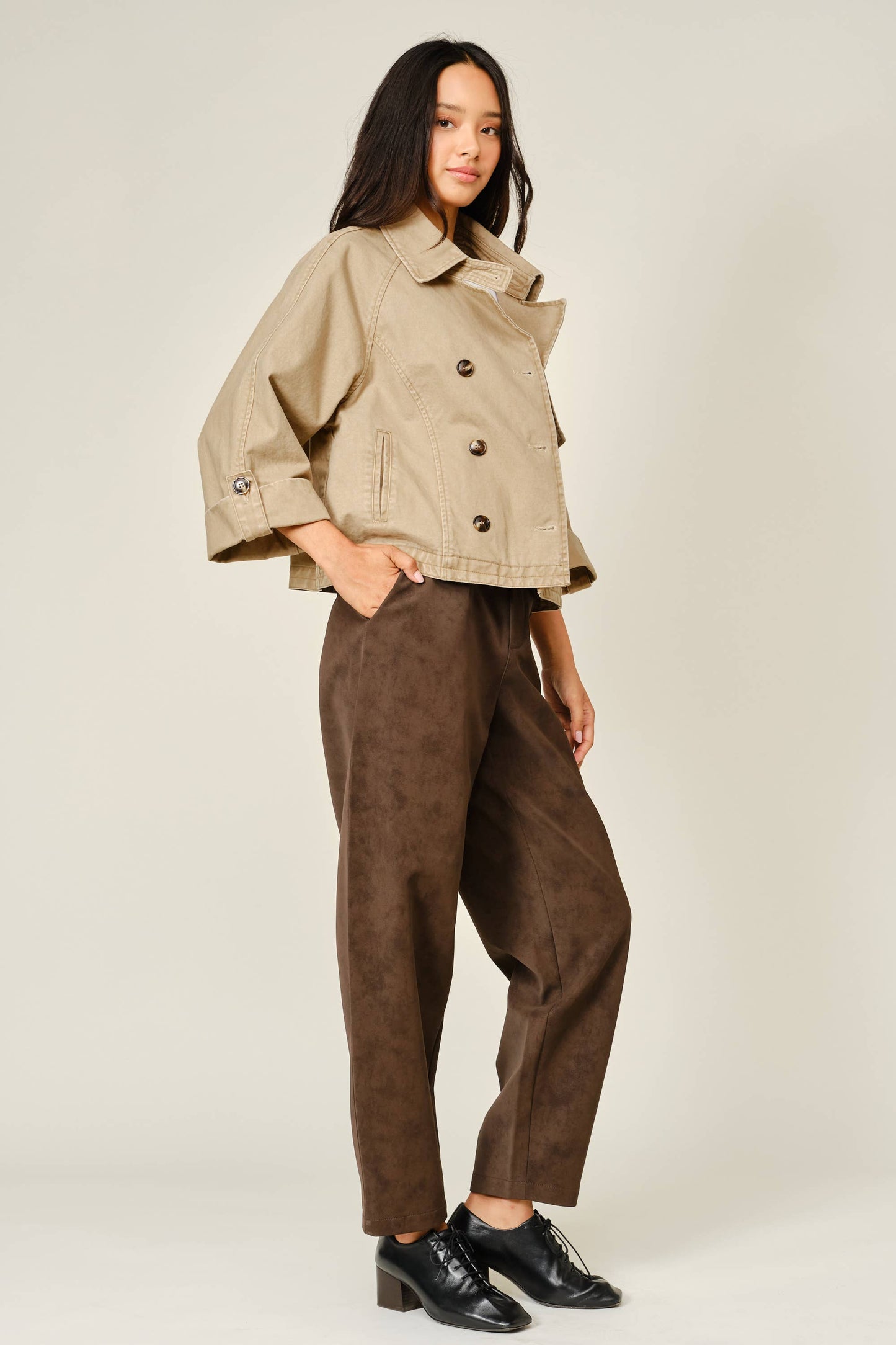 Washed Denim Kimono Sleeve Jacket
