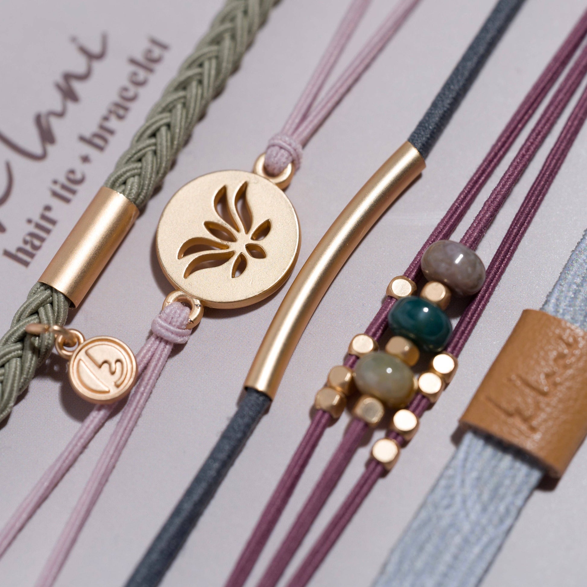 "Breathe" Lotus Flower Earthy Tones Hair Tie Bracelets 