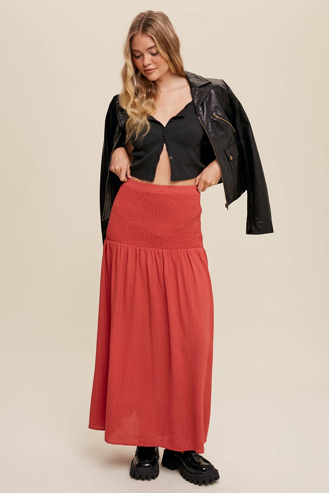 Convertible Shirred Maxi Skirt & Dress