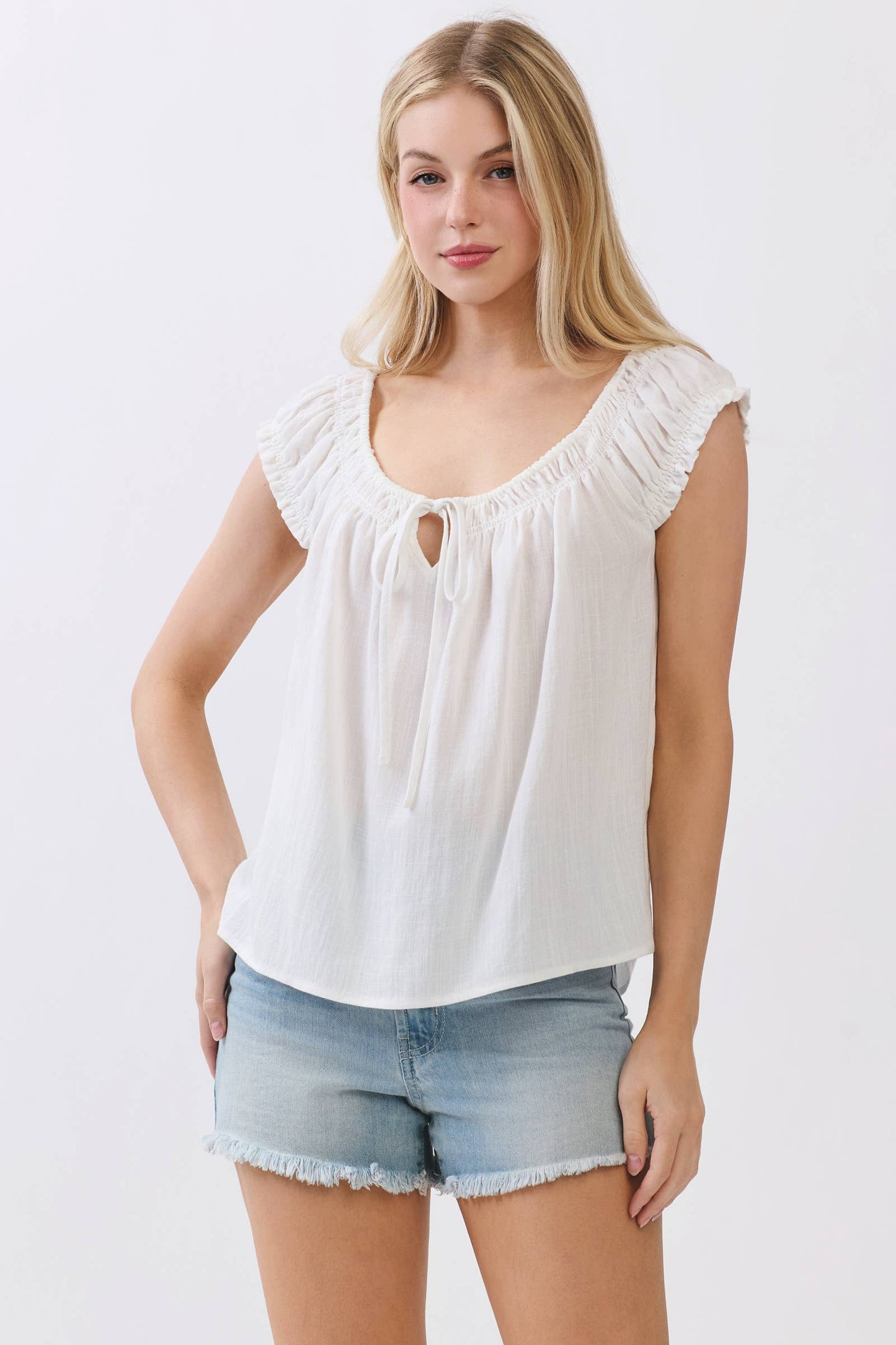 Sleeveless Peasant Blouse